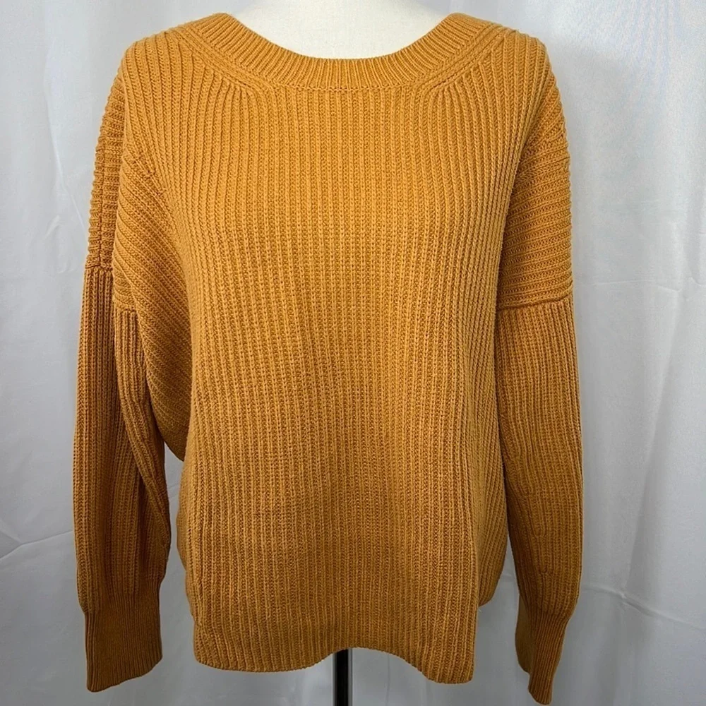 CABI Step Up Chunky Knit Sweater Mustard Gold Sz XS #3537 EUC